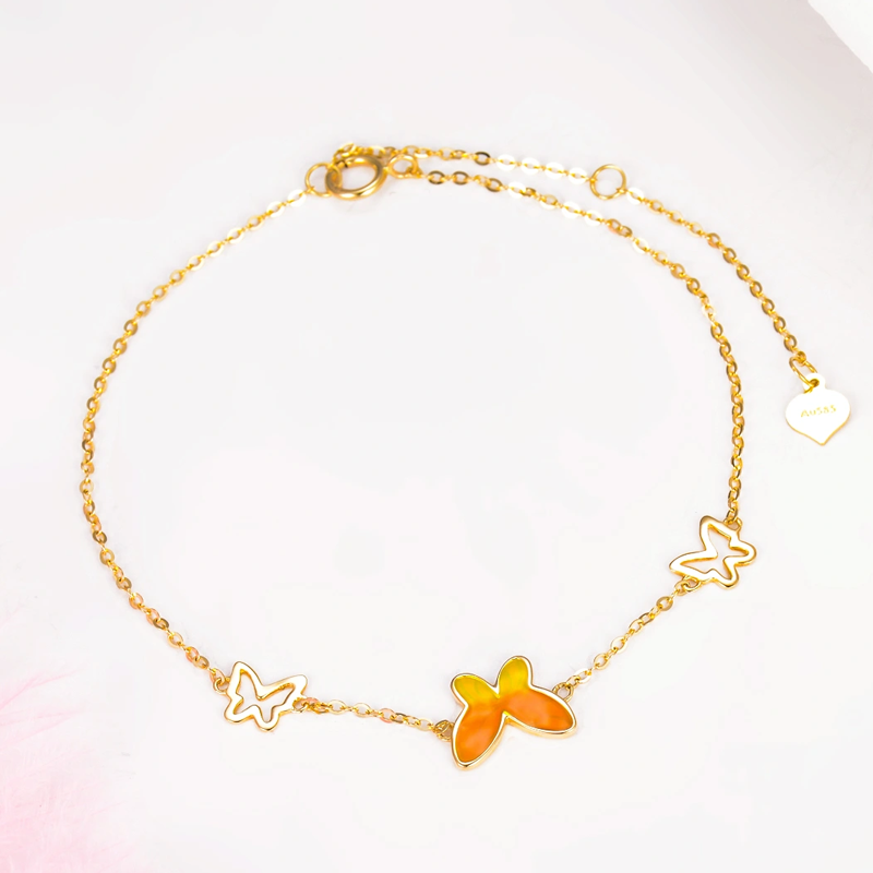 10K Gold Butterfly Charm Bracelet for Women-3