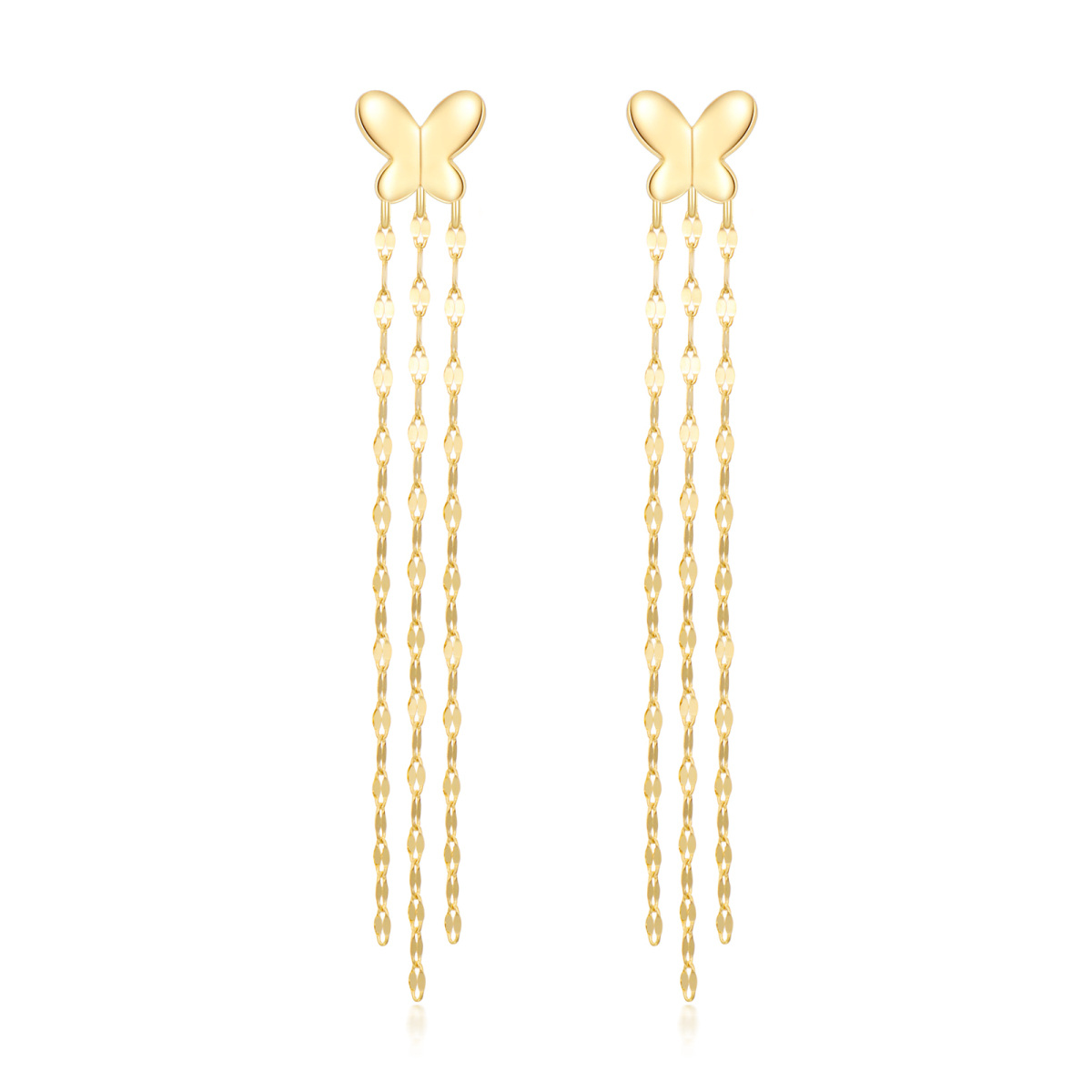 10K Gold Butterfly Drop Earrings-1