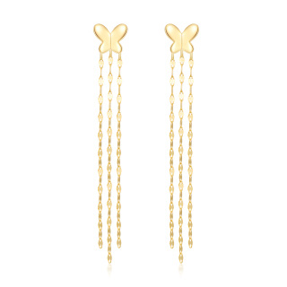 10K Gold Butterfly Drop Earrings-13