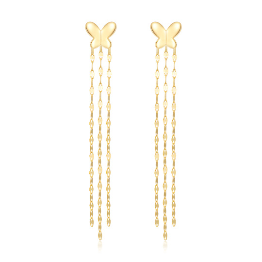 14K Gold Butterfly Drop Earrings