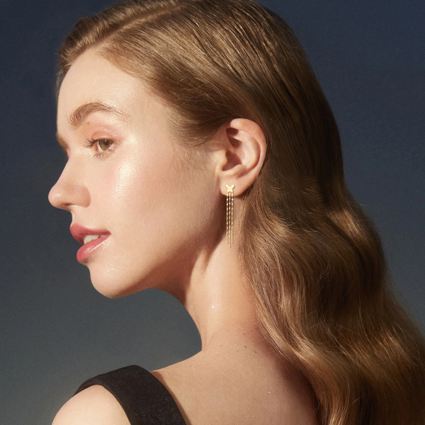 Boucles D'oreilles Papillon En Or Rose 14 Carats - Style Clou (puces) - Occasion En Bon état
