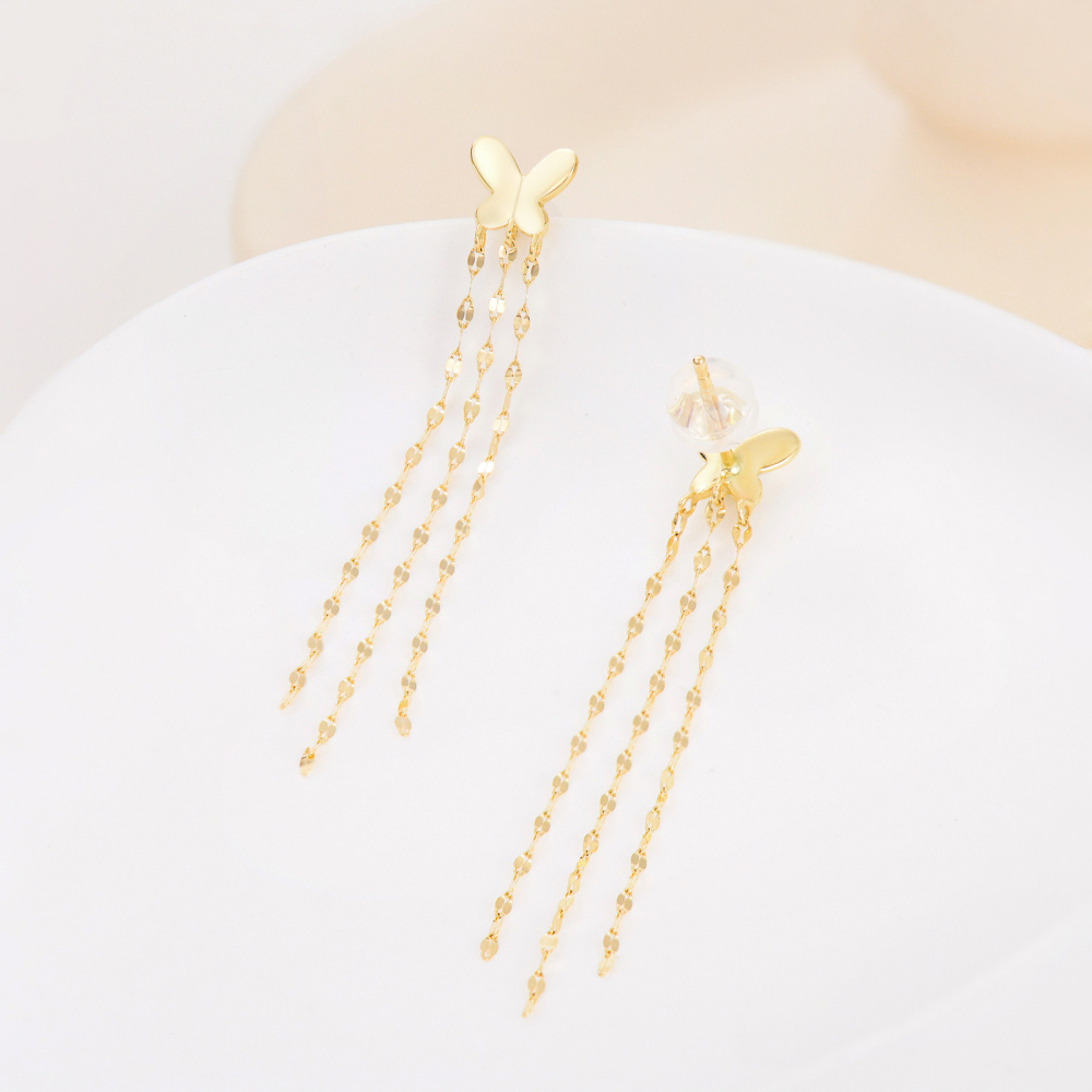 Pendientes de oro de 14 quilates con forma de mariposa-3