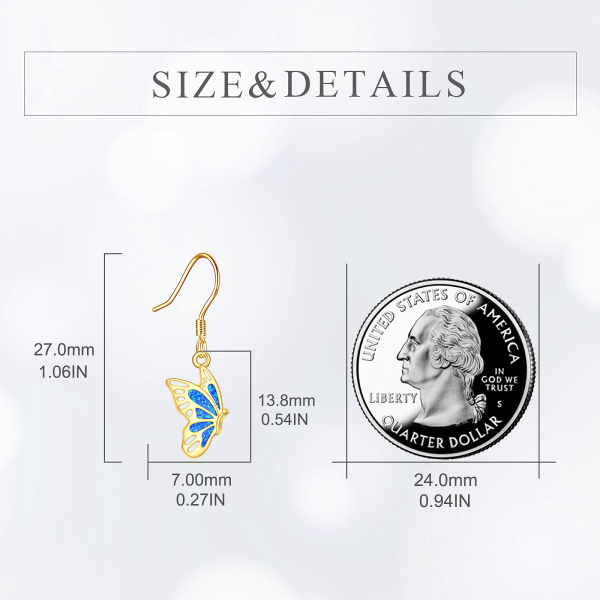 10K Gold Schmetterling Ohrringe Opal Schmetterling Baumeln Ohrringe Solid Gold Leverback Ohrringe-5
