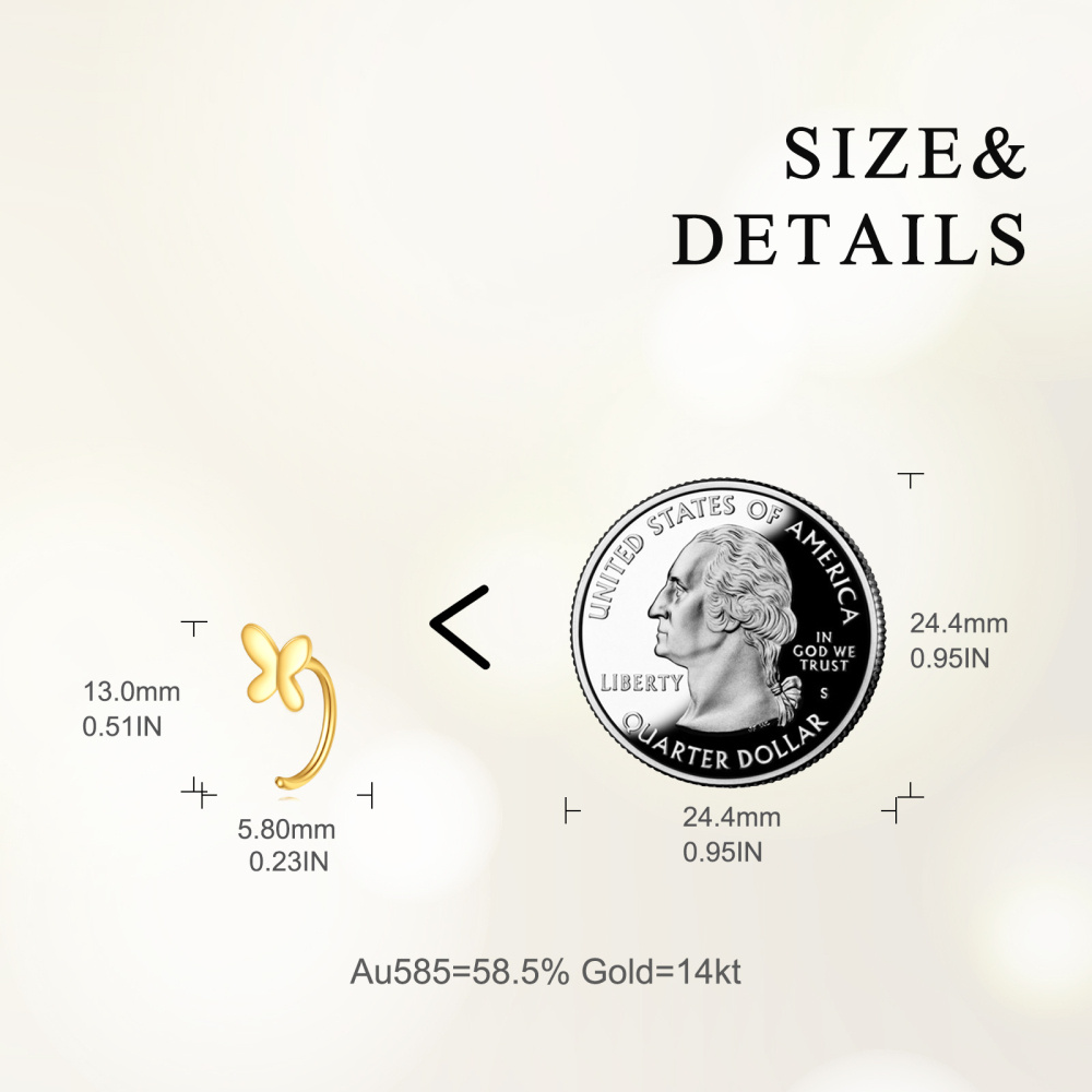 10K Gold Butterfly Hoop Earrings-5