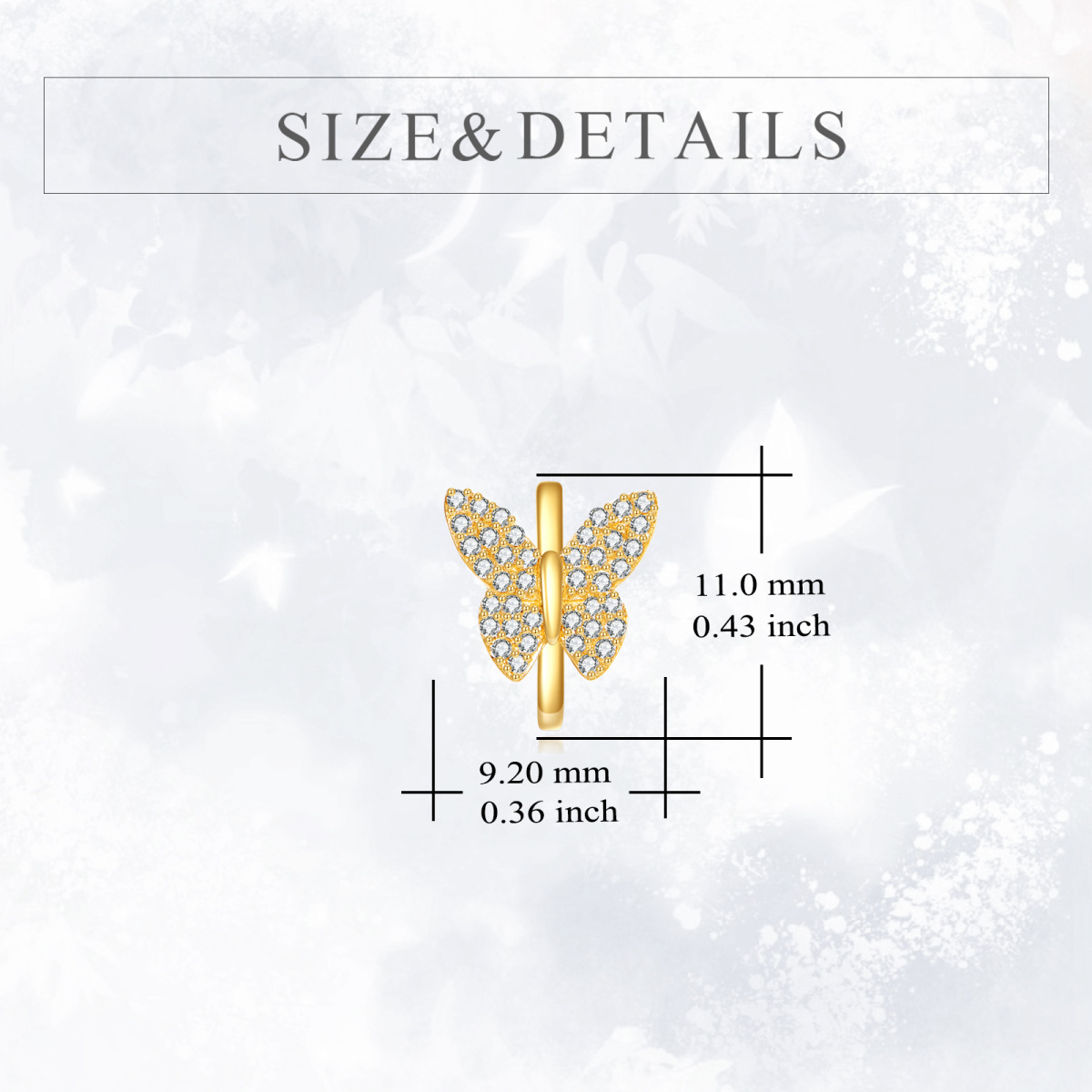 14K Gold Cubic Zirconia Butterfly Hoop Earrings-5