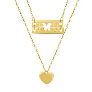 10K gouden vlinder gelaagde ketting-12