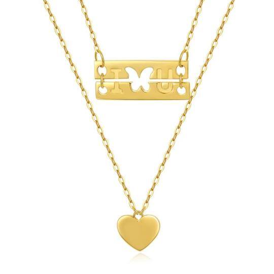 14K Gold Butterfly Layered Necklace