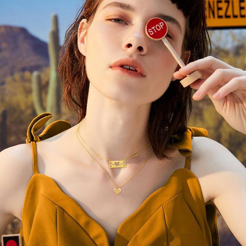 18K Gold Butterfly Layered Necklace-2