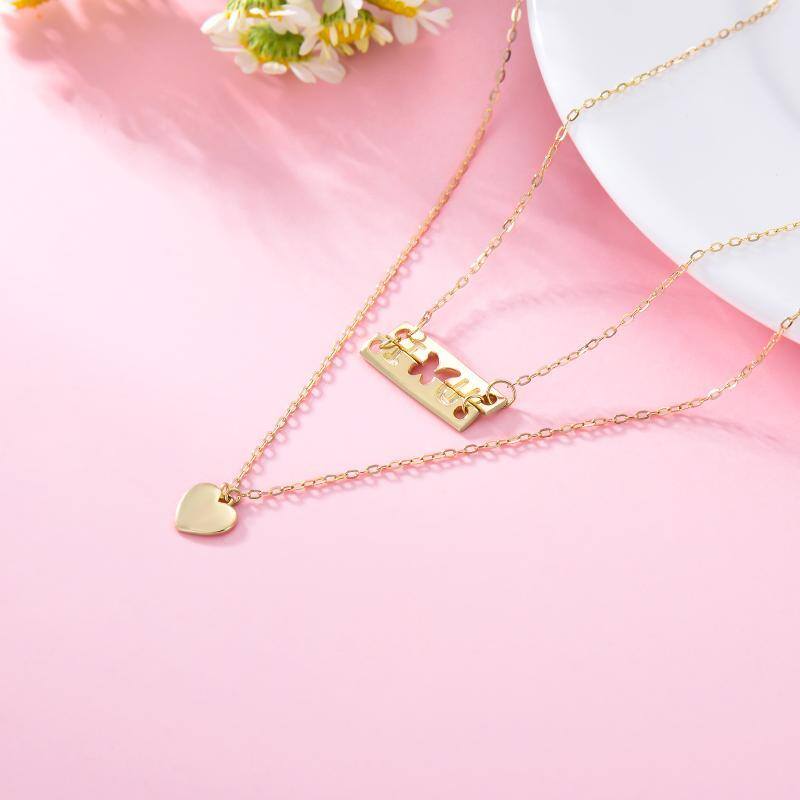 10K Gold Butterfly Layered Necklace-4