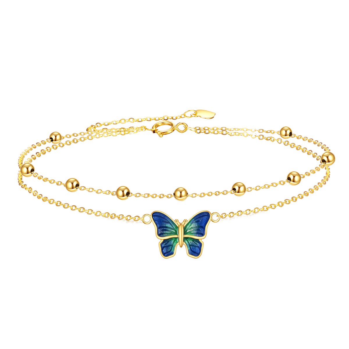 Pulsera de oro de 14 quilates con mariposa en capas-1