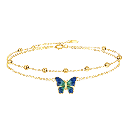 Bracciale a strati con farfalla in oro 14K