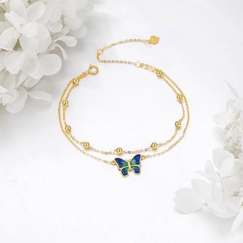 10K Gold Butterfly Layerered Bracelet-3