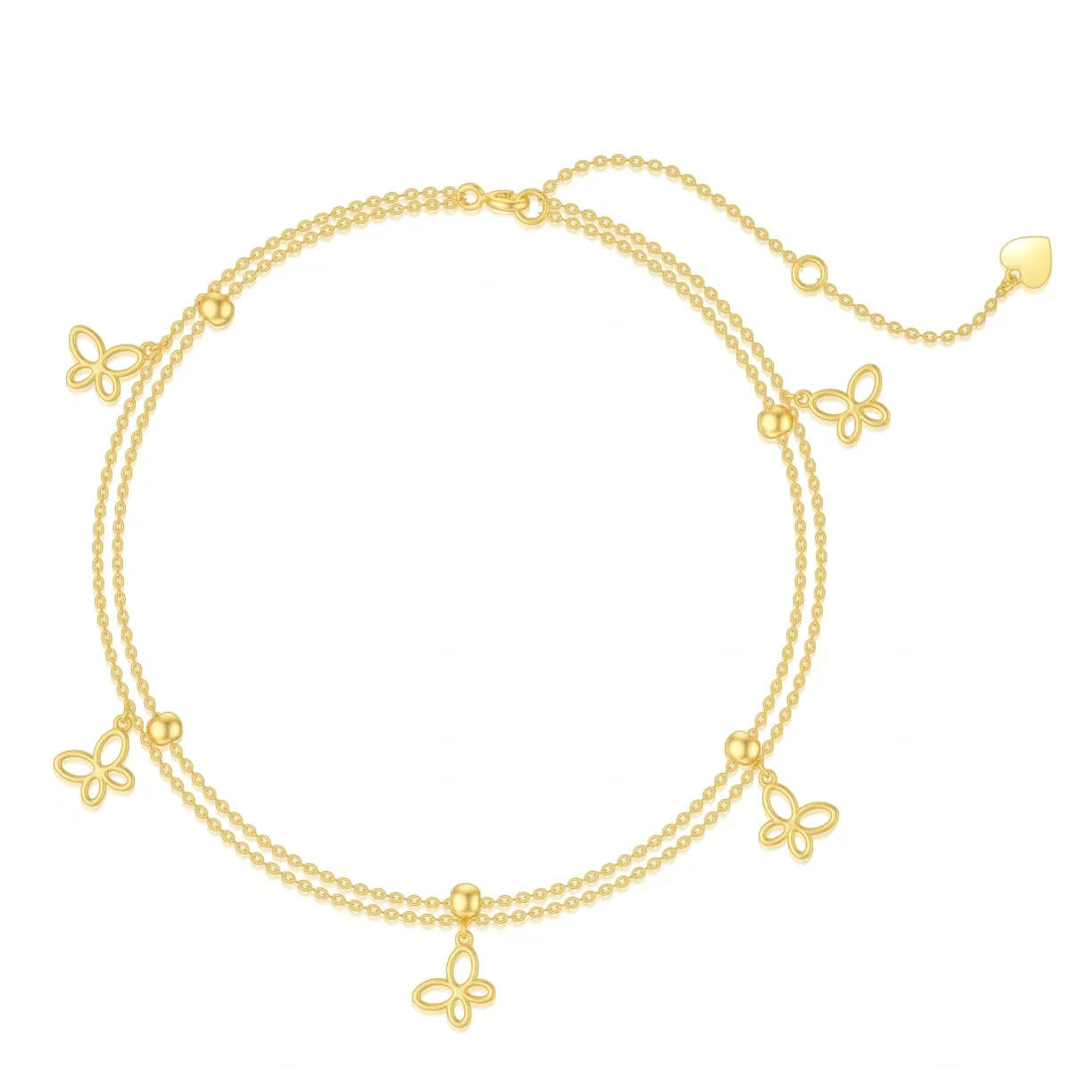 Bracelet de cheville en or 14K avec papillon multicouche-1