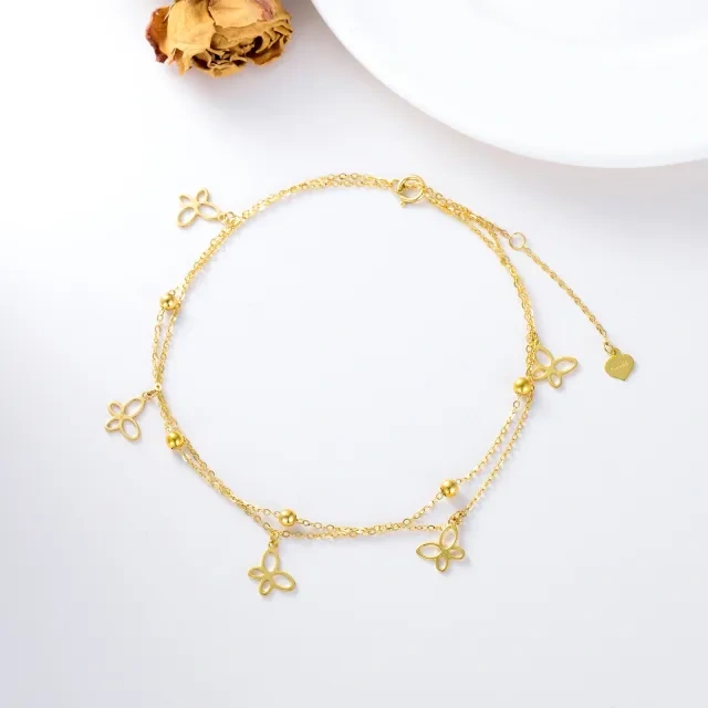 10K Gold Butterfly Multi-layered Anklet-4