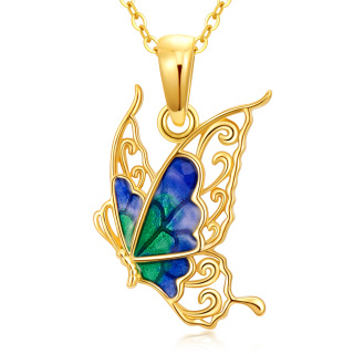 14K Gold Butterfly Necklace for Women-6