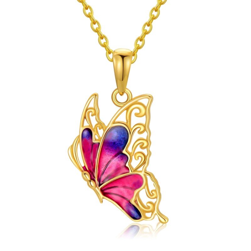 10K Gold Butterfly Necklace for Women-18