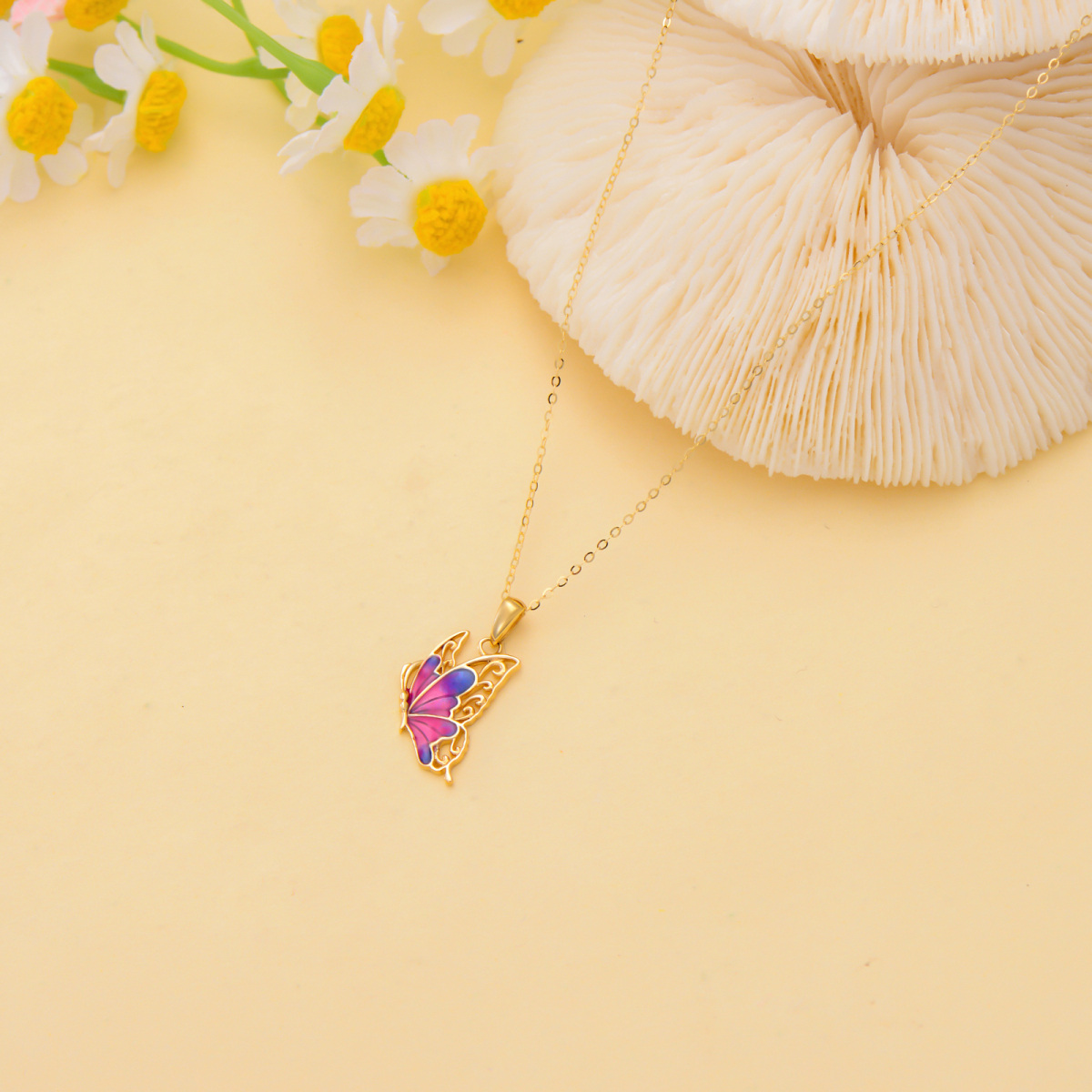 10K Gold Butterfly Necklace for Women-4