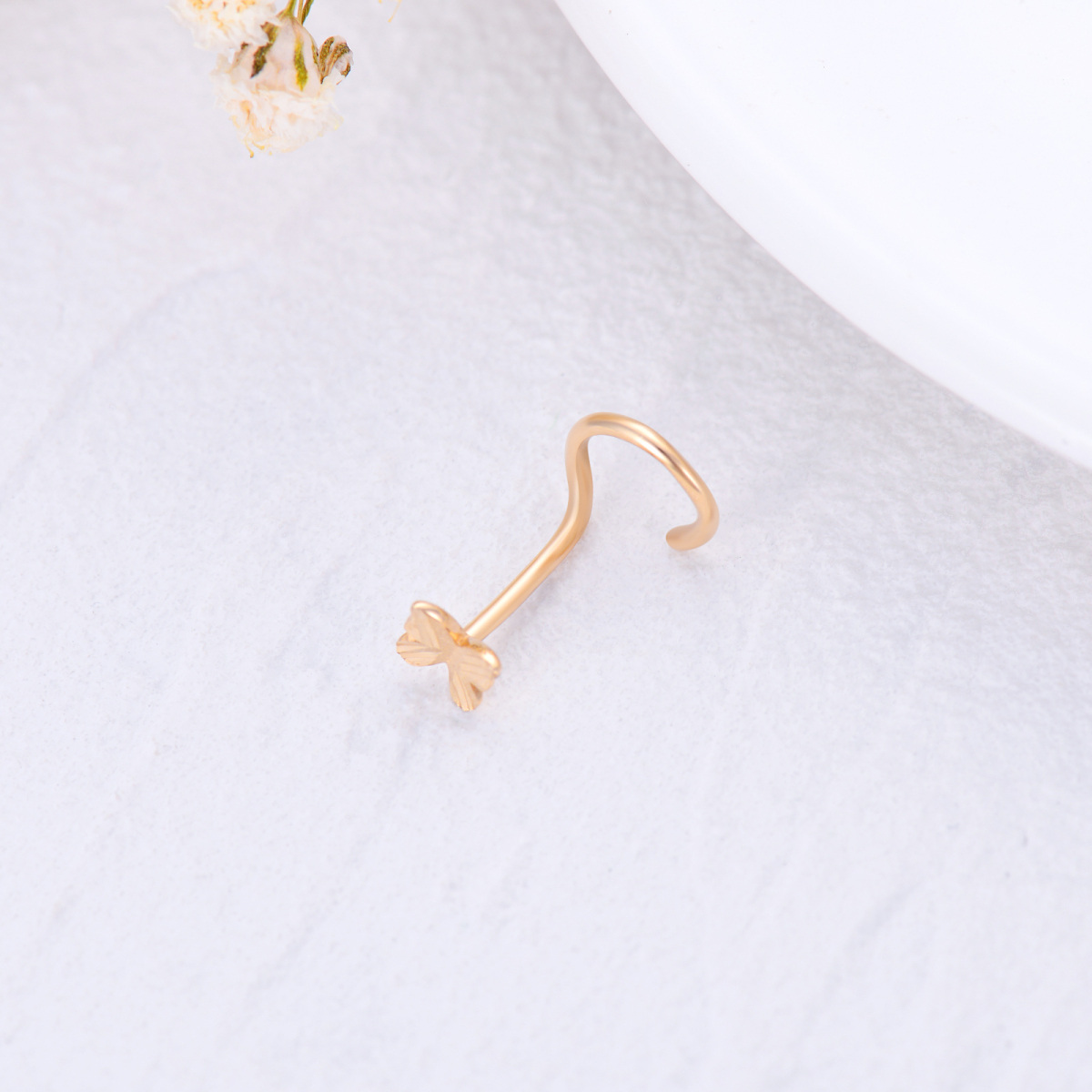 14K Rose Gold Butterfly Nose Ring-4