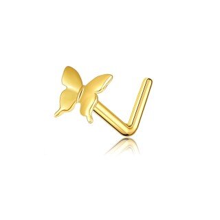 14K Gold Butterfly Nose Ring-1