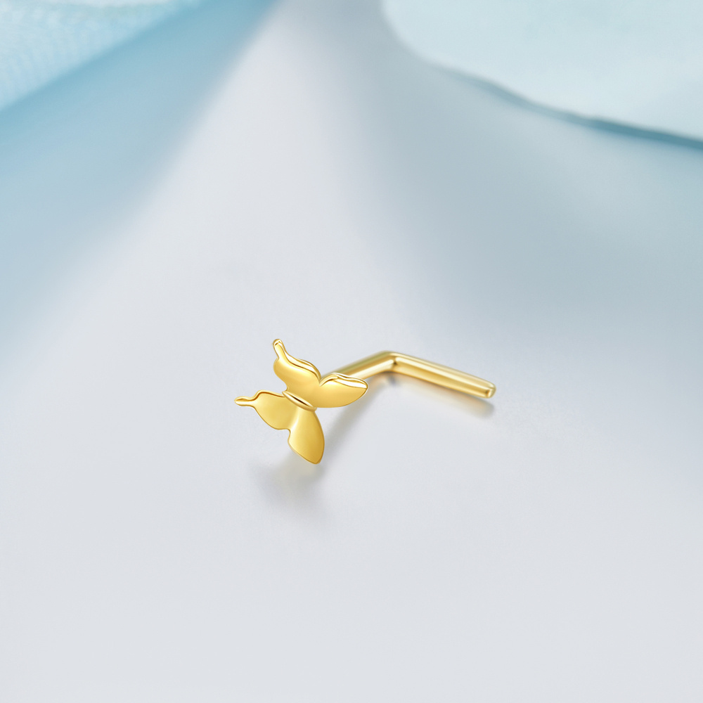 10K Gold Butterfly Nose Ring-3
