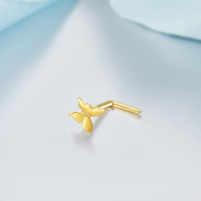18K Gold Butterfly Nose Ring-3