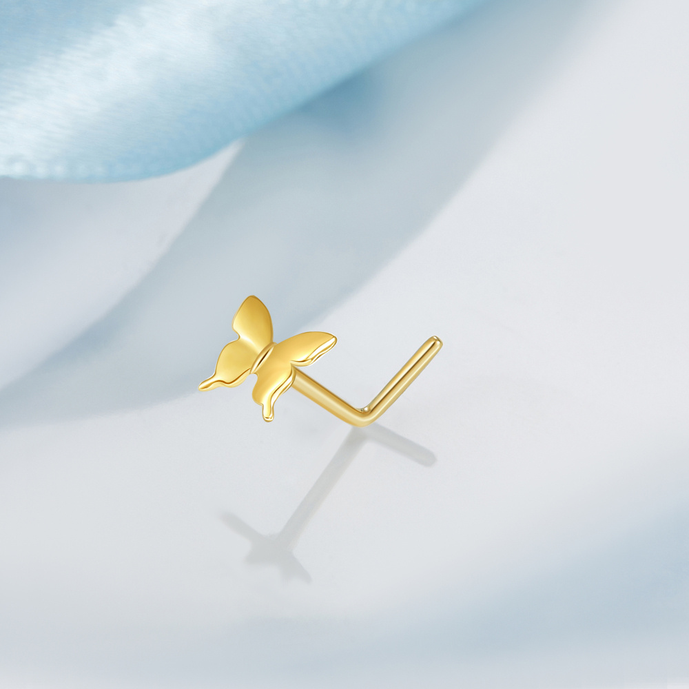 10K Gold Butterfly Nose Ring-4