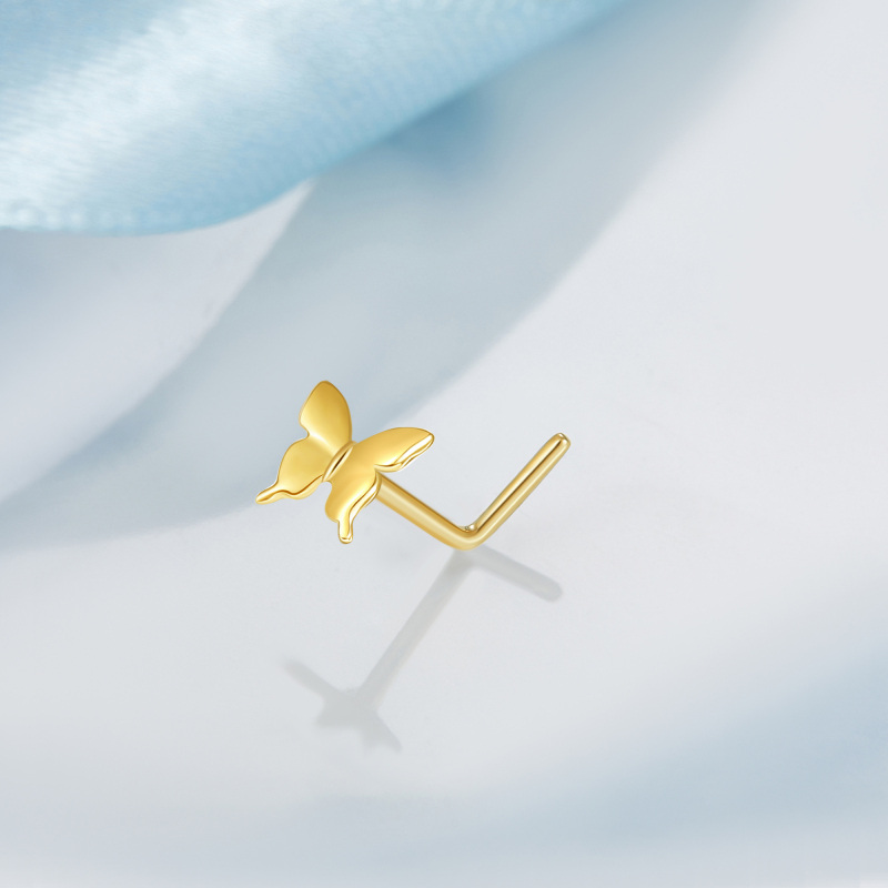 18K Gold Butterfly Nose Ring-4