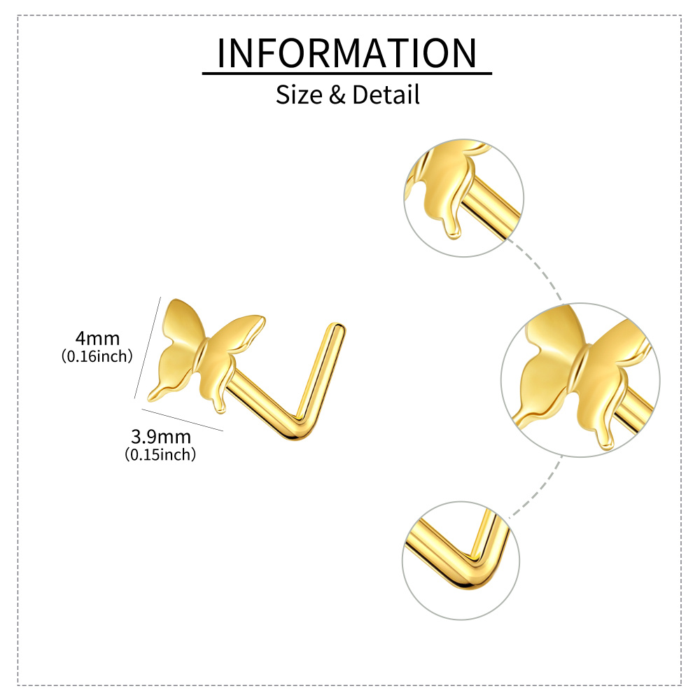 10K Gold Butterfly Nose Ring-5