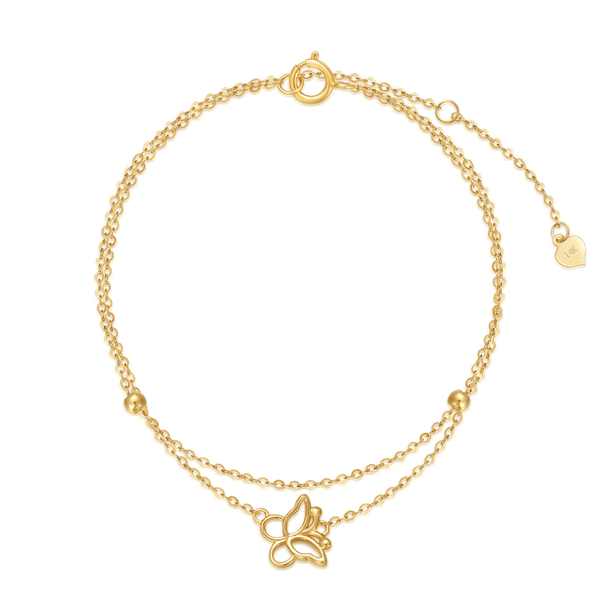 14K Gold Butterfly Pendant Bracelet-1