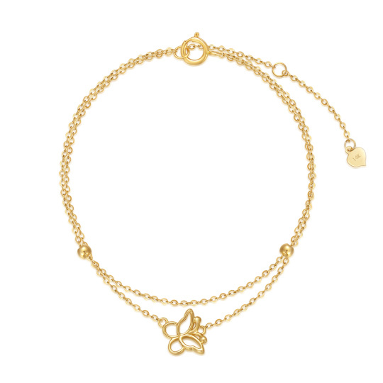 Pulsera Colgante Mariposa Oro 14K