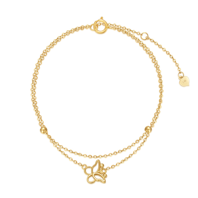 14K Gold Butterfly Pendant Bracelet