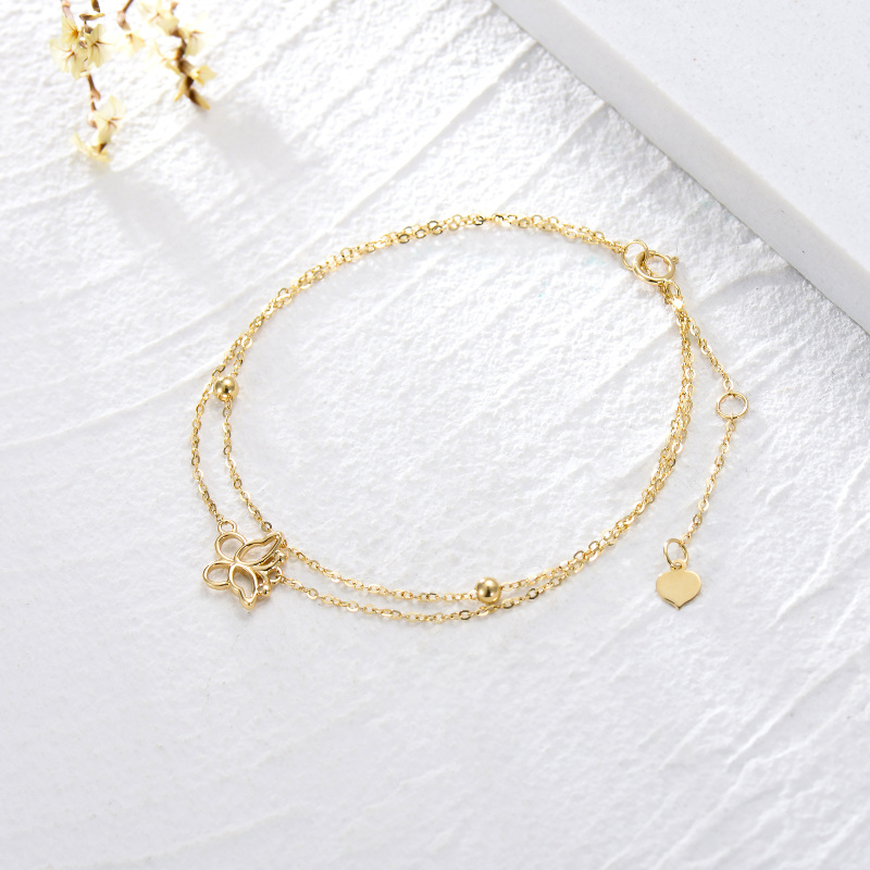 Pulseira com pendente borboleta em ouro branco 10K-3