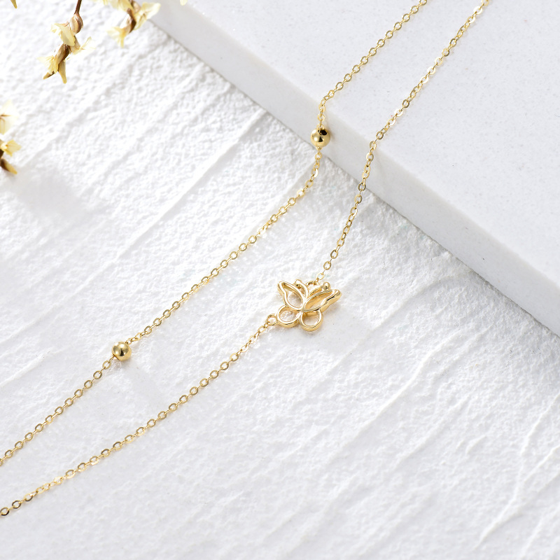 Pulseira com pendente borboleta em ouro branco 10K-4