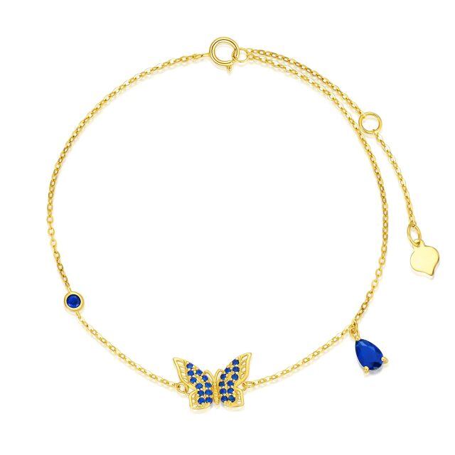 Pulsera Colgante Mariposa Zirconia Cúbica Oro 14K-1