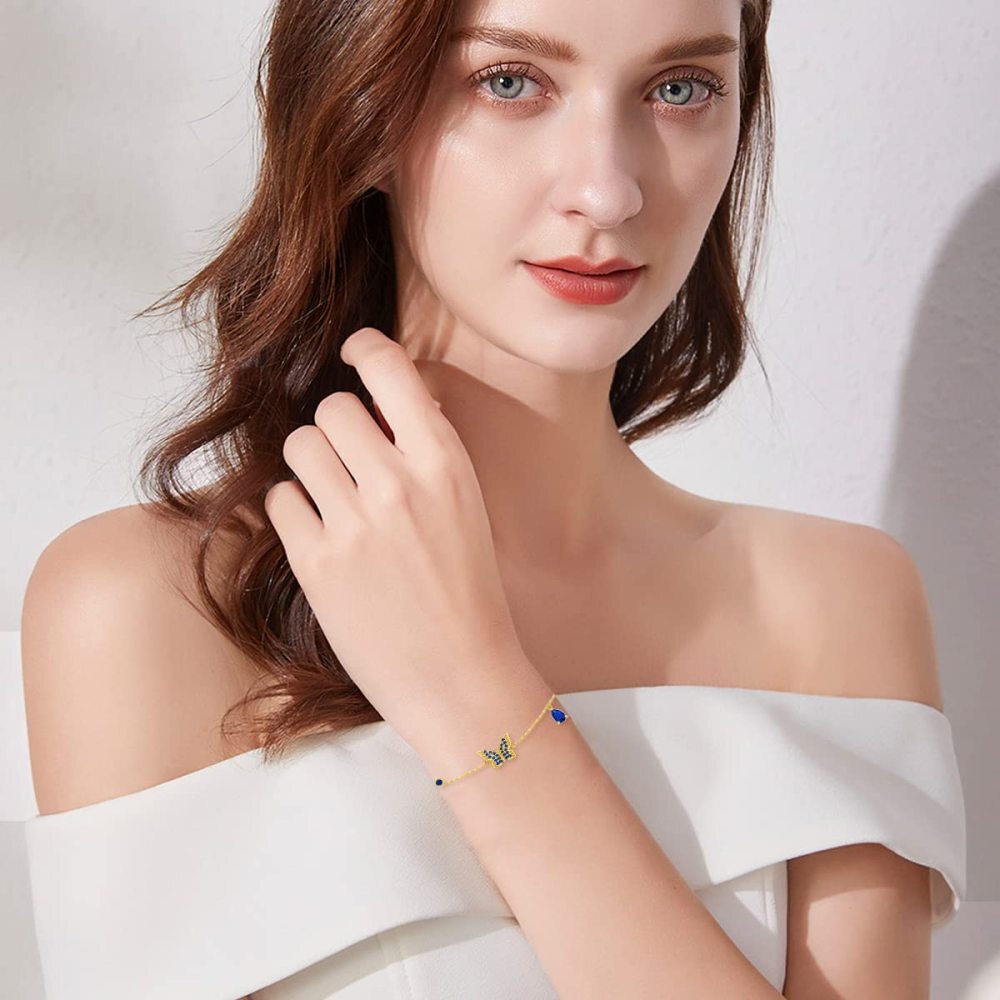 Bracelet en or 10K avec pendentif papillon en zircon cubique-2