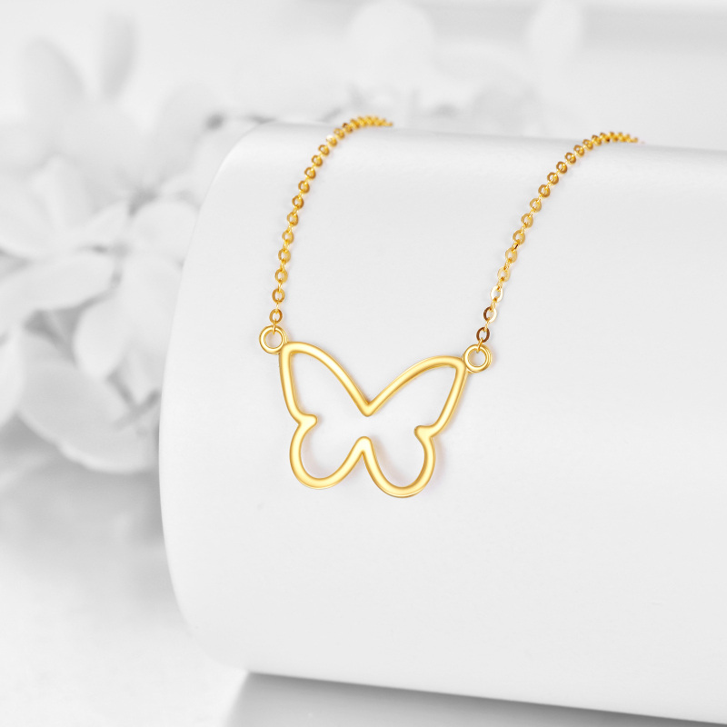 10K White Gold Butterfly Pendant Necklace-3