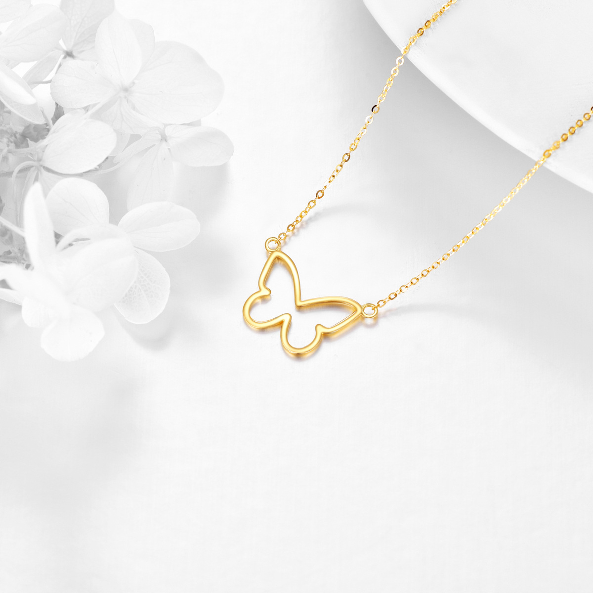 14K Gold Butterfly Pendant Necklace-4