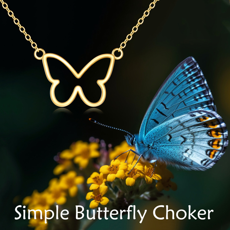 10K White Gold Butterfly Pendant Necklace-6