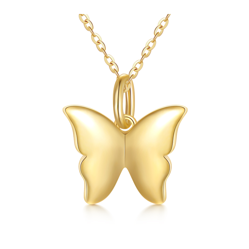 10K Gold Butterfly Pendant Necklace-1