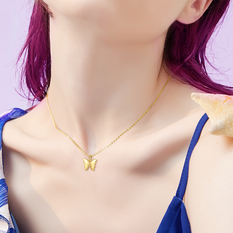 10K Gold Butterfly Pendant Necklace-2