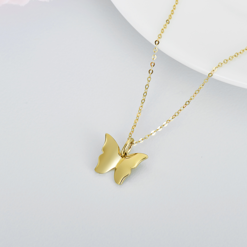 10K Gold Butterfly Pendant Necklace-3