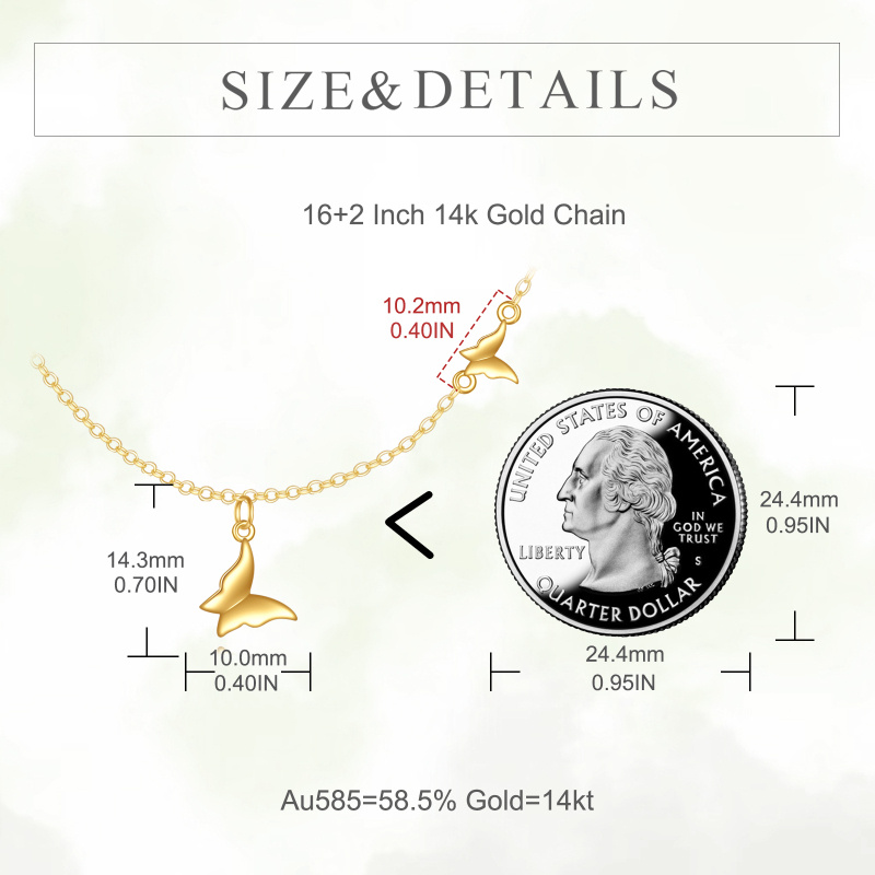 Collier avec pendentif papillon en or 18K-4