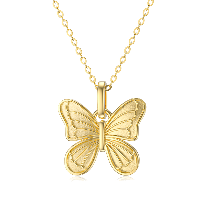 10K Gold Butterfly Pendant Necklace-1