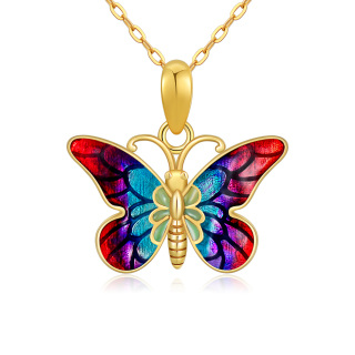 10K Gold Butterfly Pendant Necklace-16