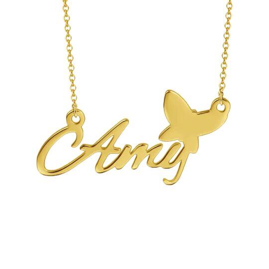 Collana con ciondolo a forma di farfalla in oro 14K