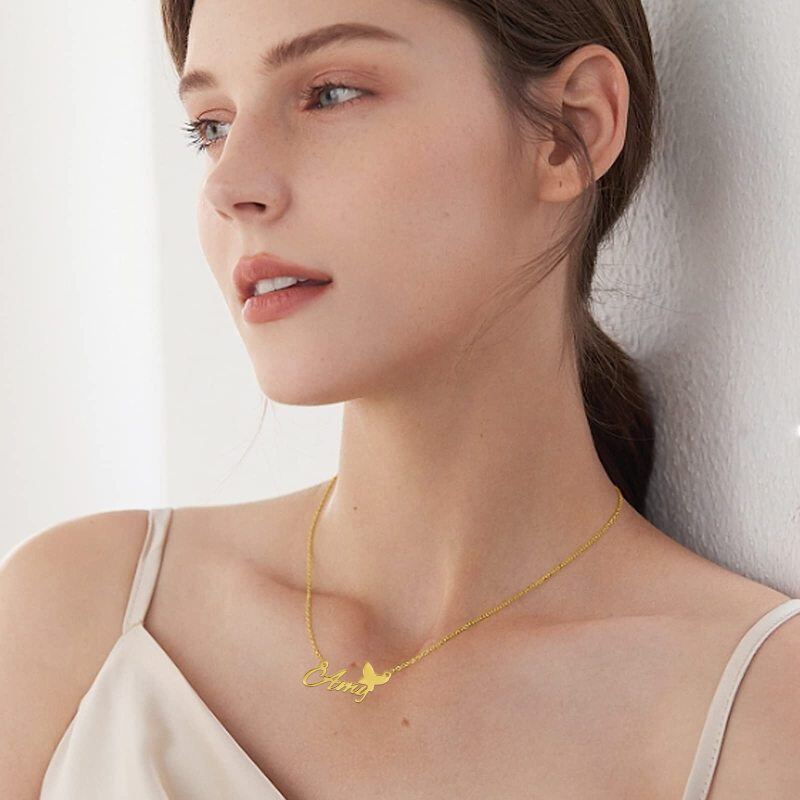 10K Gold Butterfly Pendant Necklace-2