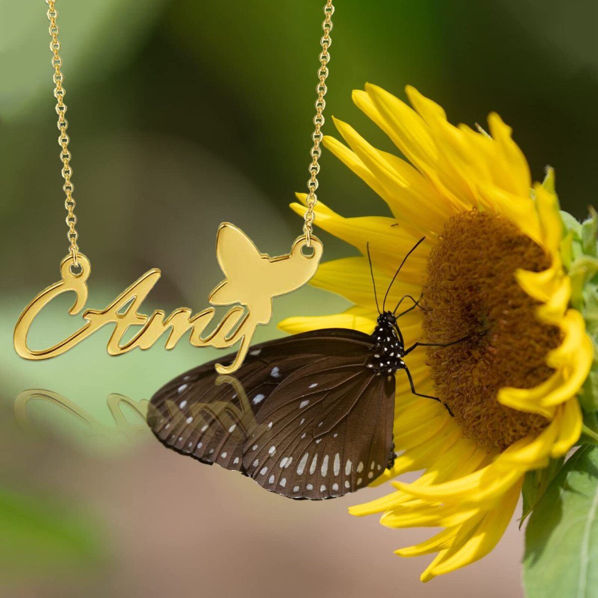 14K Gold Butterfly Pendant Necklace-3