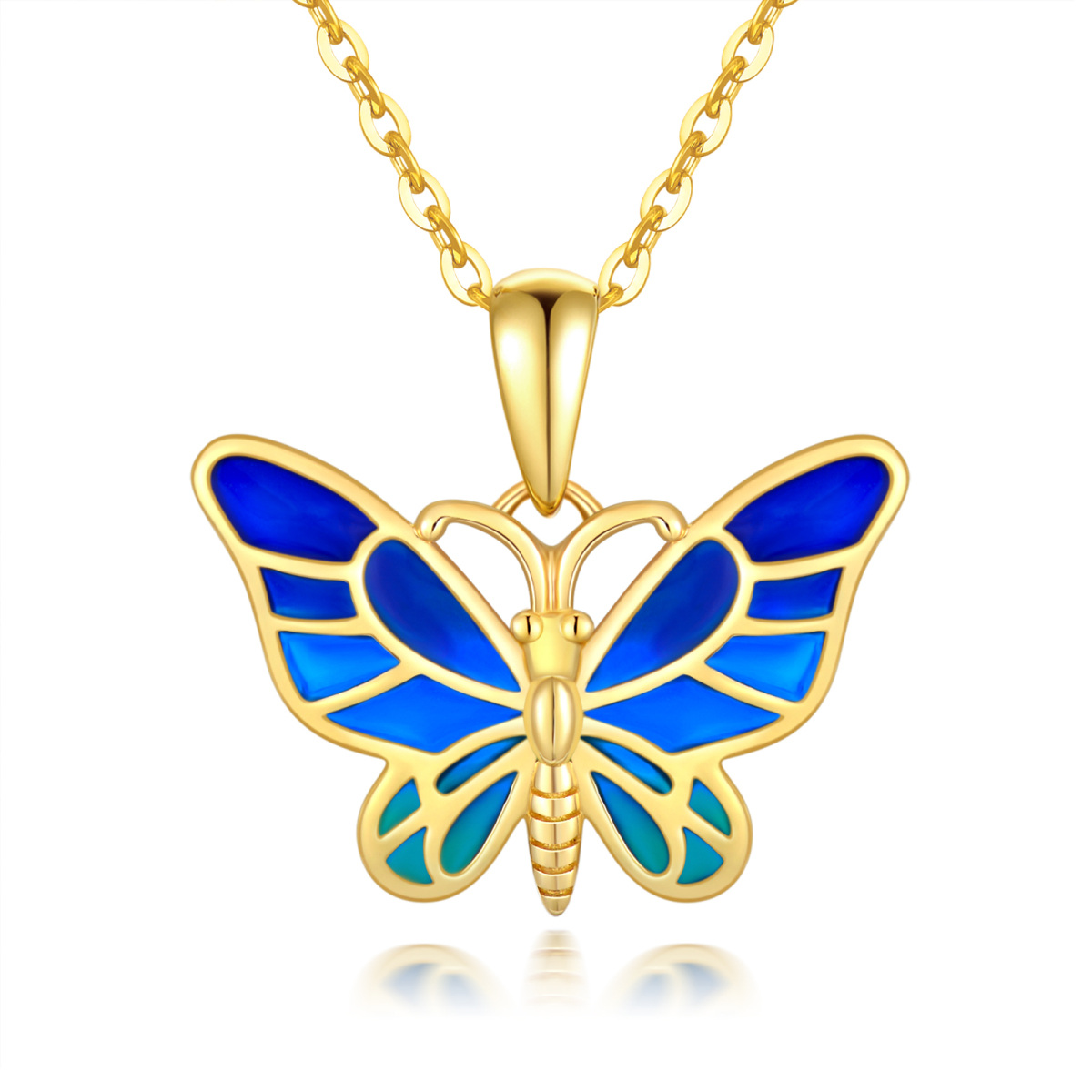 Collier à pendentif papillon en or 14K-1