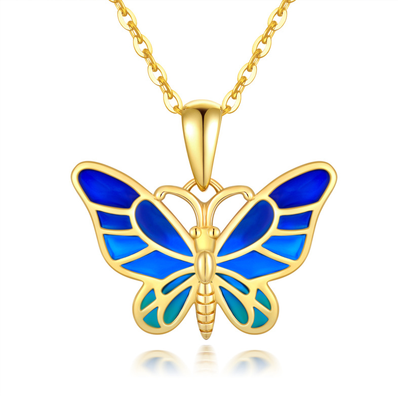 Colar com pendente de borboleta em ouro 14K-1
