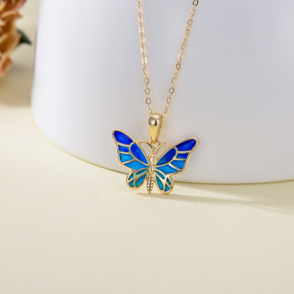 Collier à pendentif papillon en or 14K-3